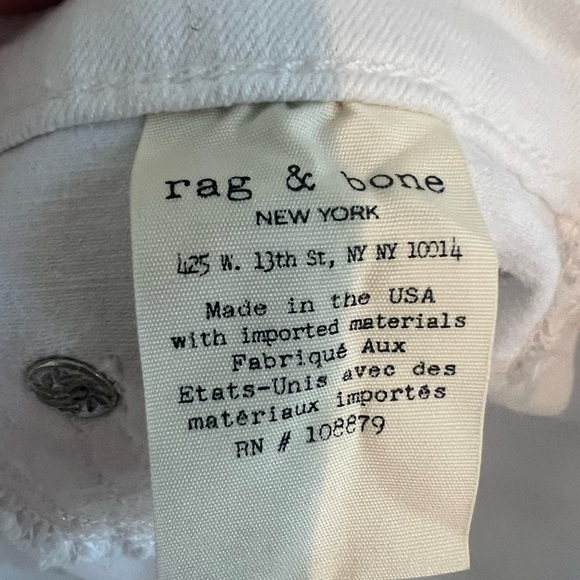 EUC Rag & Bone high rise ankle skinny white jeans-32 - Picture 5 of 5